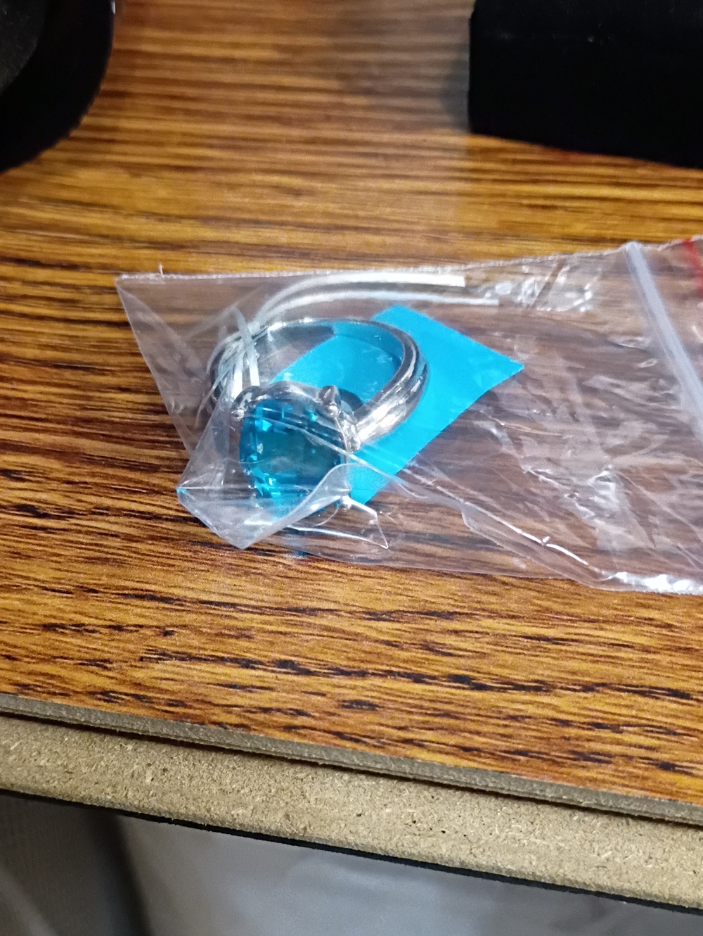 Silver-tone Ring with Teal Blue Stone
